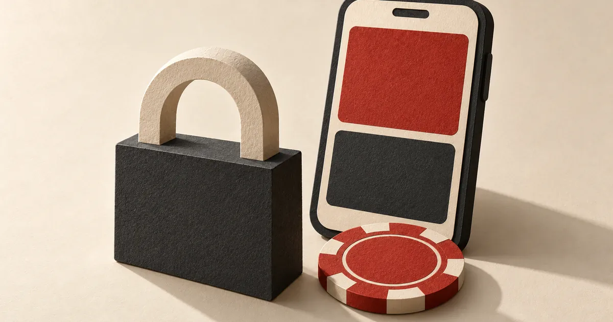 A smartphone, a padlock and a casino chip