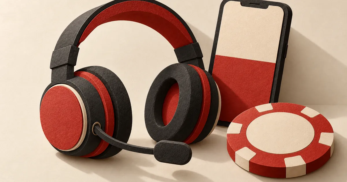 A support headset, a smartphone and a casino chip
